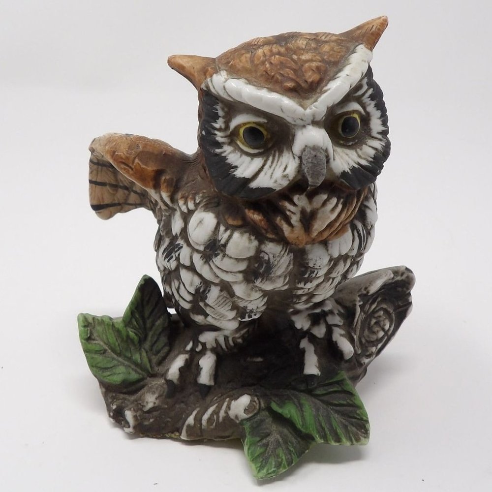 Vintage Ardco Owl on Limb Figurine 5" H Marked C-3717